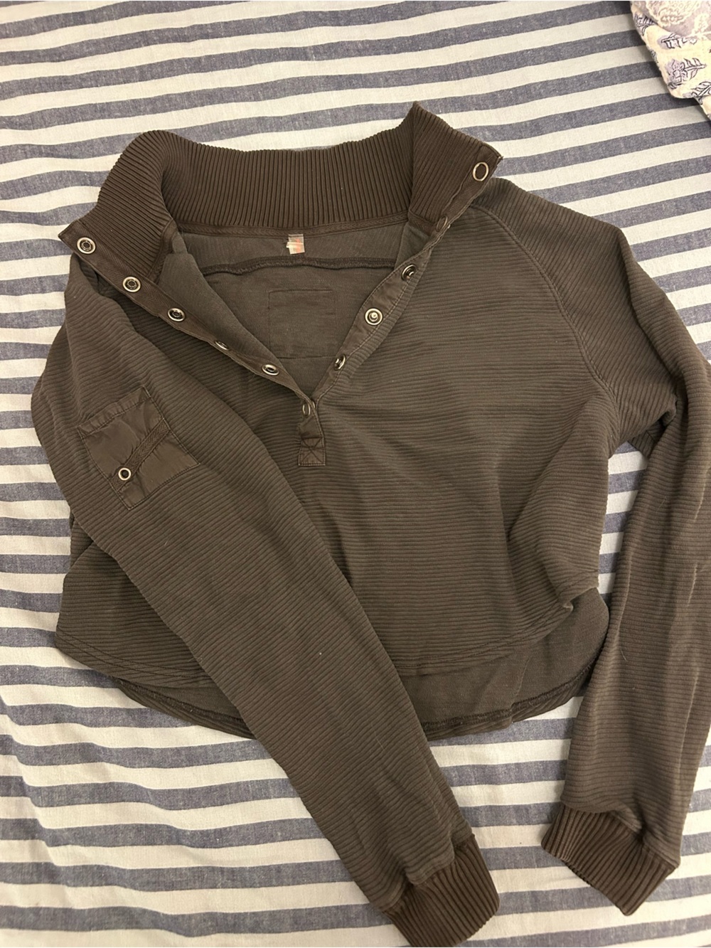 FP Movement by Free People Ribbed Snap-Front Cropped Crewneck